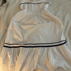 White Sundress with Navy Trim